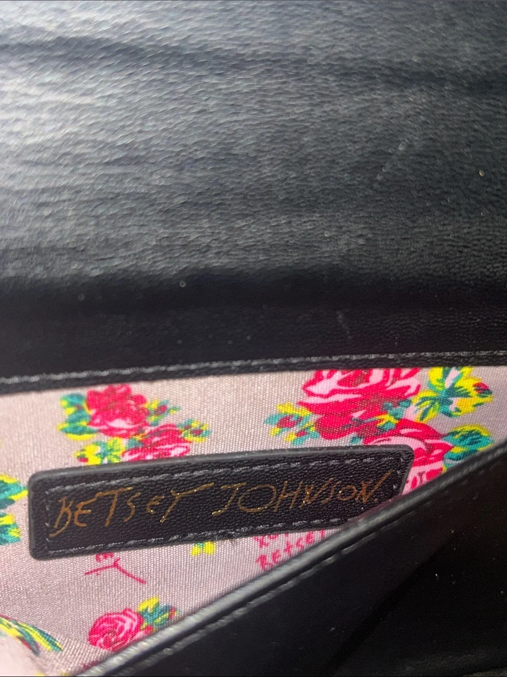 Betsey Johnson Black Croc-Embossed Wristlet Phone Case with Detachable Strap